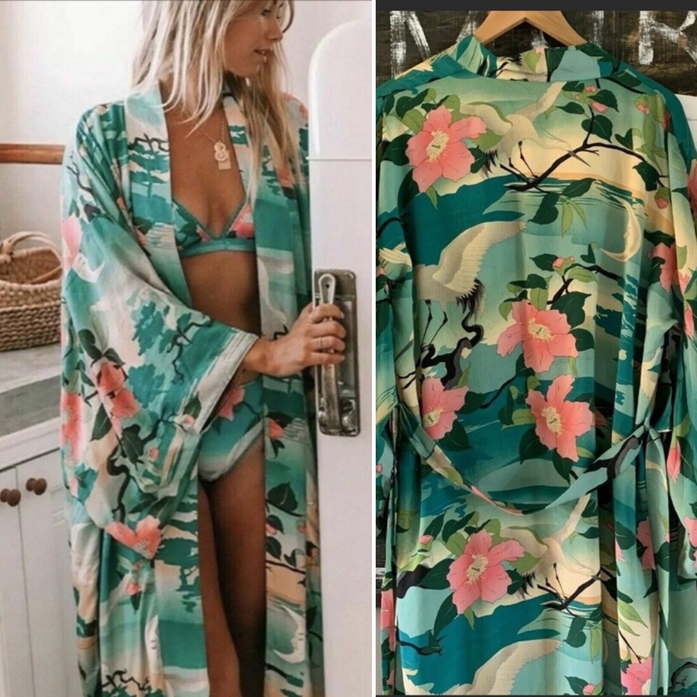 #134 Price Firm 🩷 Closeout New! Boho Nightingale Kimono Maxi Duster Robe